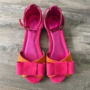 LES ITALIENNES sz 10(41) Pink & Orange Leather Bow Sandals. New!